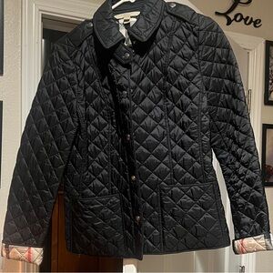 Burberry Black Quilted Jacket with Check Lining